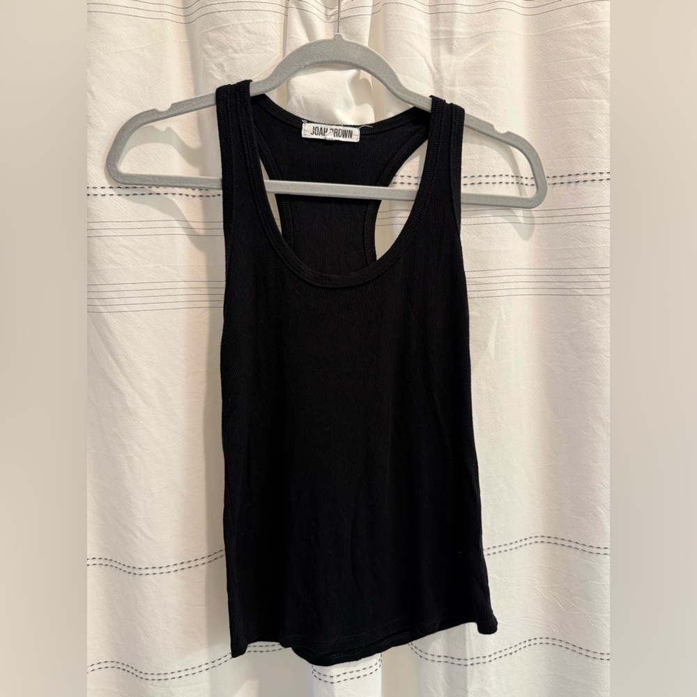 Joah Brown Black Ribbed Scoop Neck Tank - Picture 2 of 3